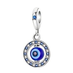 S925 Sterling Silver Rotating Evil Eye Pendant/Charm - NWT